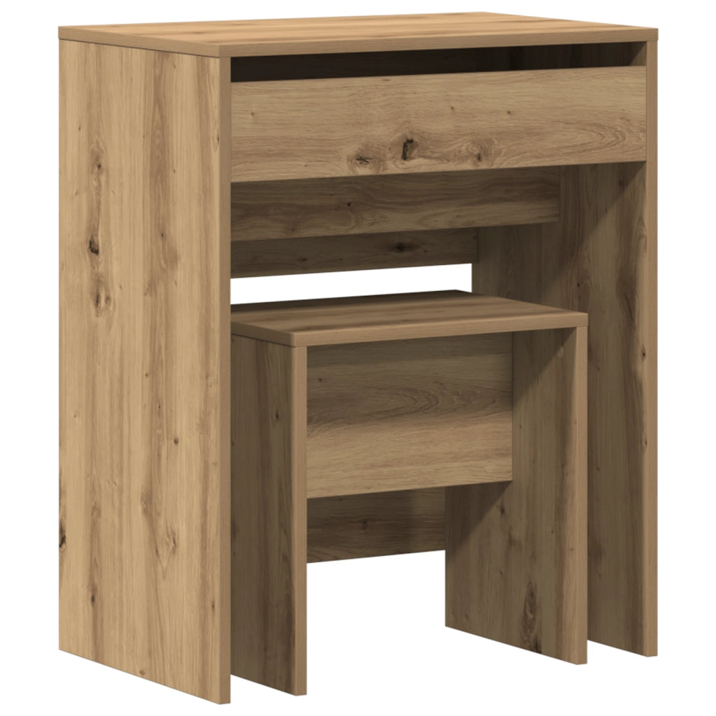 Toeletta con Specchio in Legno Ingegnerizzato Rovere Artigianale