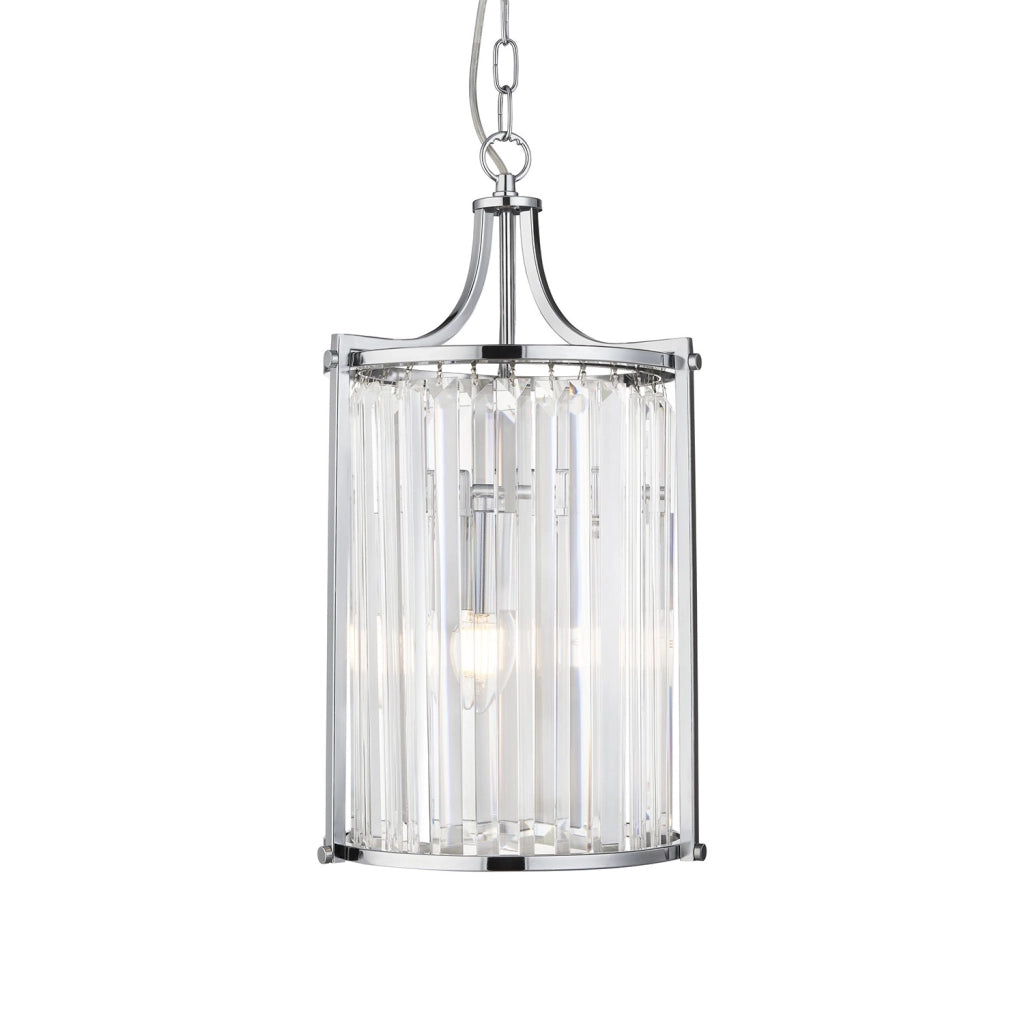 Lampadario Contemporaneo Victoria Acciaio Cromo Vetro 2 Luci E14