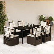 Set da Pranzo da Giardino 7pz con Cuscini in Polyrattan Marrone 3262982