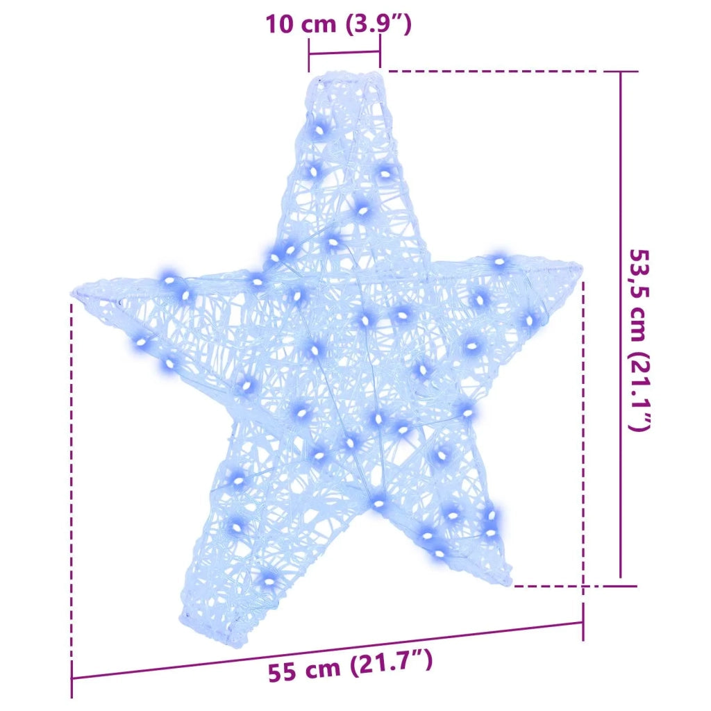 Stella 3D con 50 LED Blu 55 x 53.5 x 10 cm Acrilico