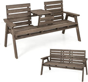 GIANTEX Panchina da giardino con tavolo, in legno massiccio con tavolo centrale pieghevole, panca a 3 posti, panca ergonomica con schienale e braccioli, panca da giardino e terrazza, portata fino a