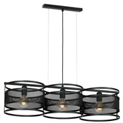 Lampada a sospensione nera in metallo Rim 3xE27 Luminex