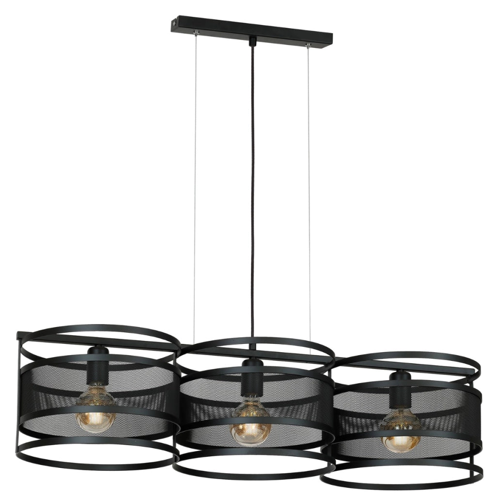 Lampada a sospensione nera in metallo Rim 3xE27 Luminex
