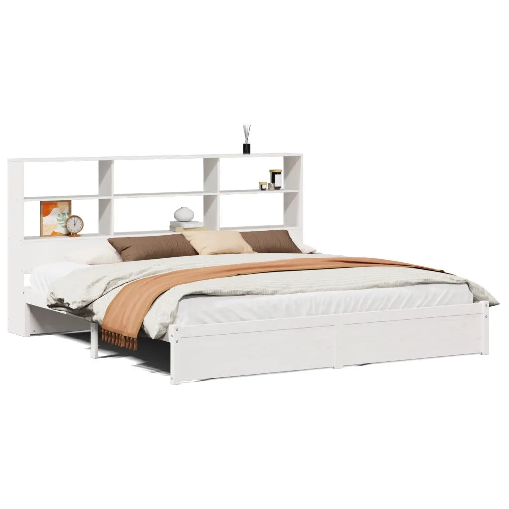 Giroletto con Libreria senza Materasso-Struttura Letto con contenitore 180x200 cm in Legno Pino 247058