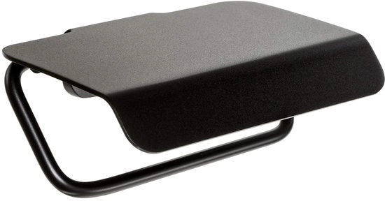 Supporto per carta igienica Onyx con coperchio in alluminio nero opaco, sistema di fissaggio a doppia garanzia, viti e adesivo, 12 x 5 x 10 cm