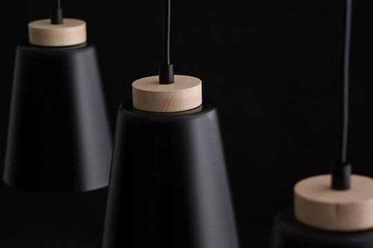Lampadario Emibig Bolero 3, 3xE27 nero legno regolabile
