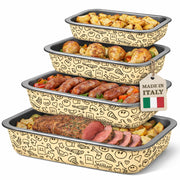 Set 4 Teglie Rettangolari con Alette 20-25-30-35cm Teglia da Cucina Antiaderente