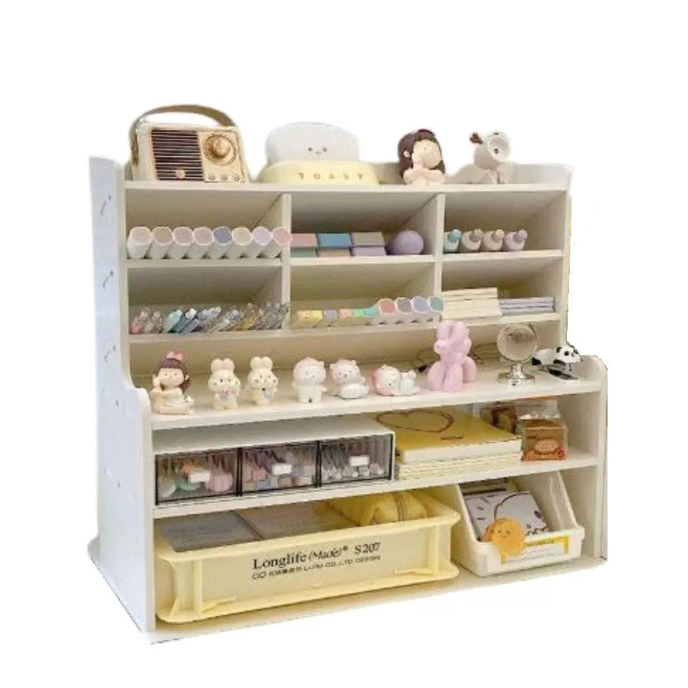 Trade Shop - Organizer Da Scrivania Multiuso In Legno Per Cameretta Bambini Scaffale Multifunzionale -