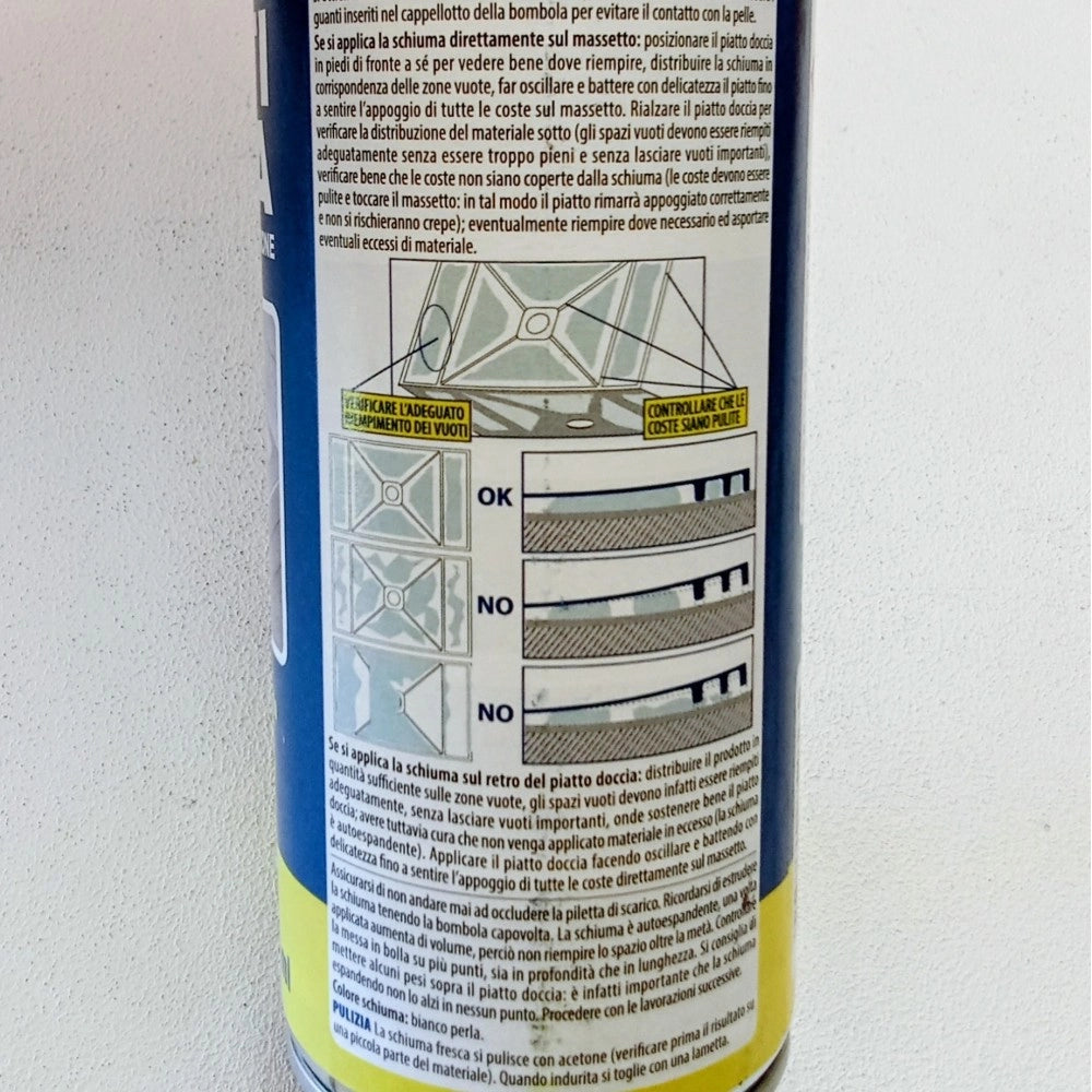 Saratoga 500ml / 22lt schiuma adesiva per fissaggio piatti doccia su massetto