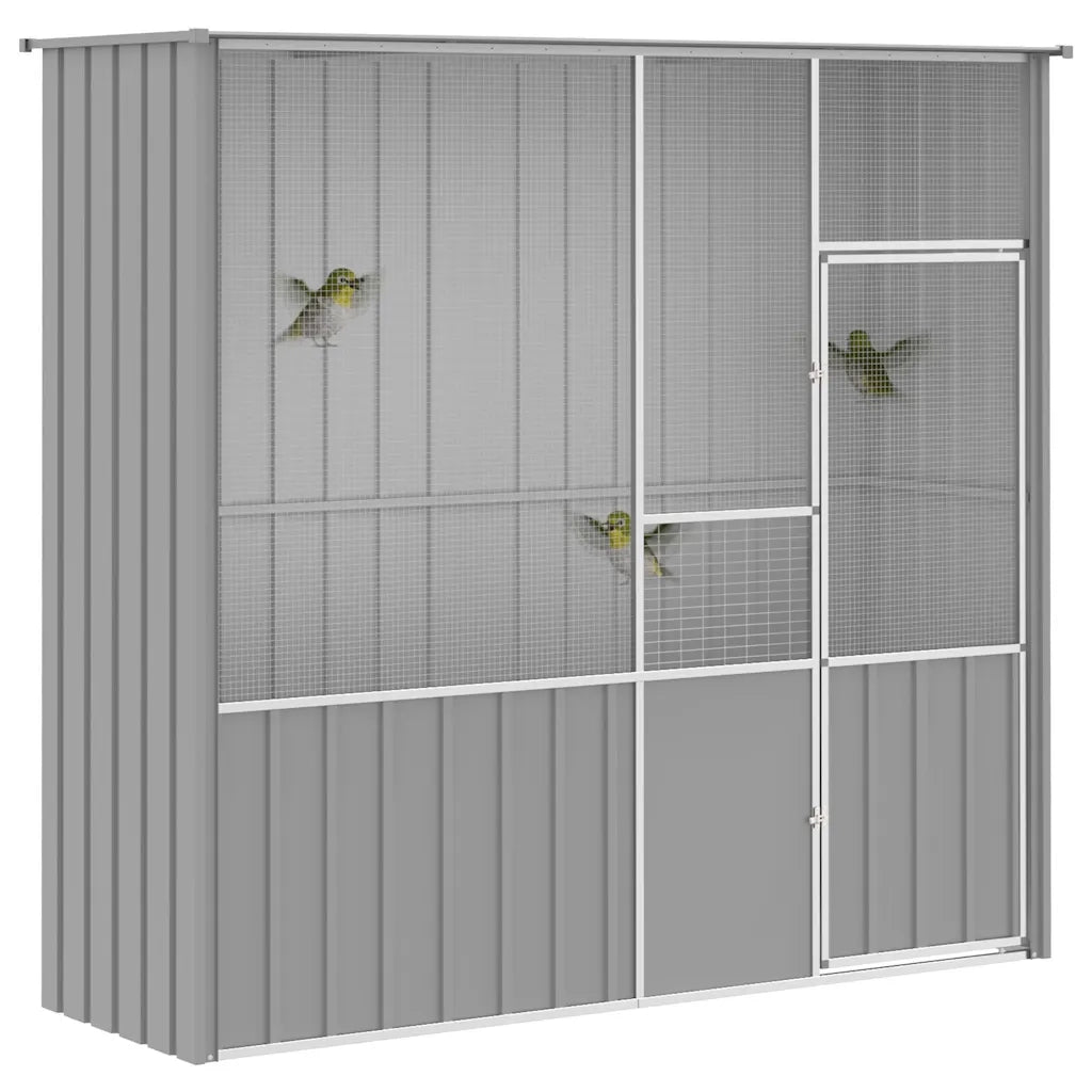 Gabbia per Uccelli Grigia 215x78x200 cm in Acciaio Zincato 172345