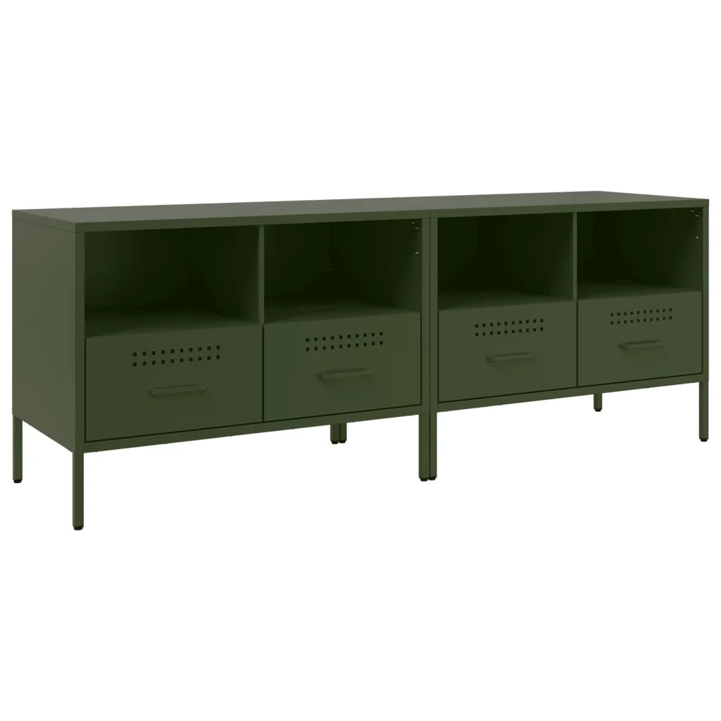 Mobili TV 2pz Verde Oliva 68x39x50,5 cm in Acciaio 843051