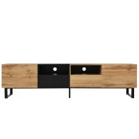 Moderno Mobile TV con Design Robusto, Nero e Color Legno