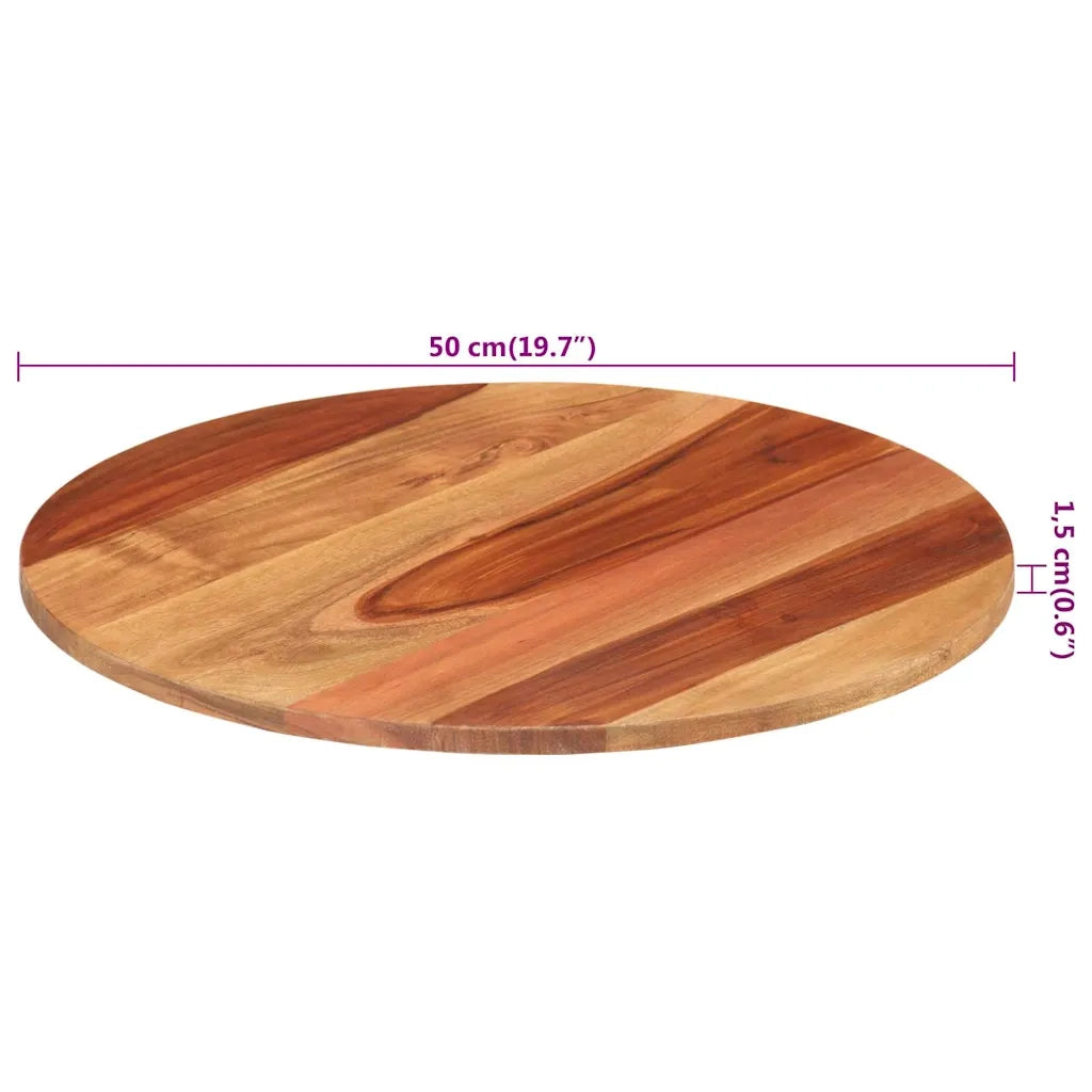 Piano Tavolo in Legno Massello di Acacia Rotondo 15-16 mm 50 cm 285968