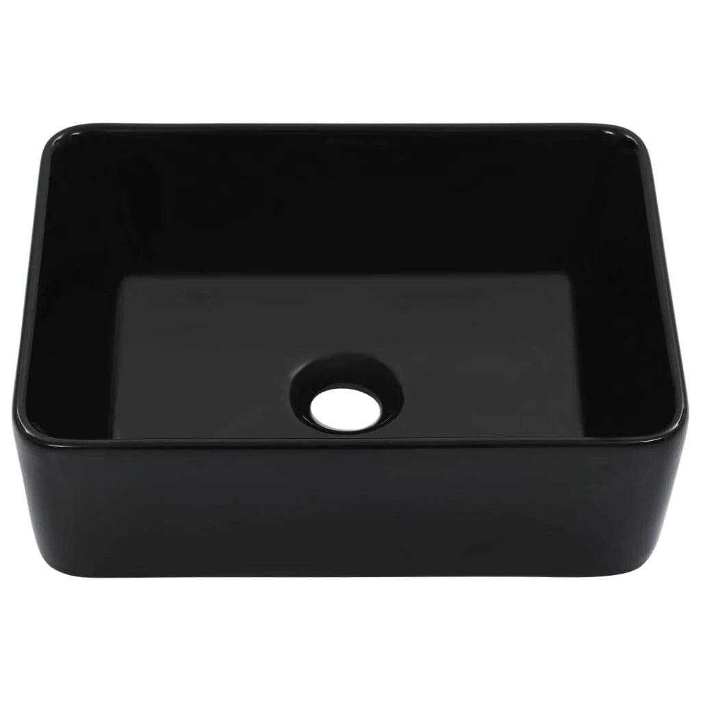 Lavabo da appoggio per l'interno del bagno cabina doccia cabina WC 40 x 30 cm ceramica nera 02_0002629