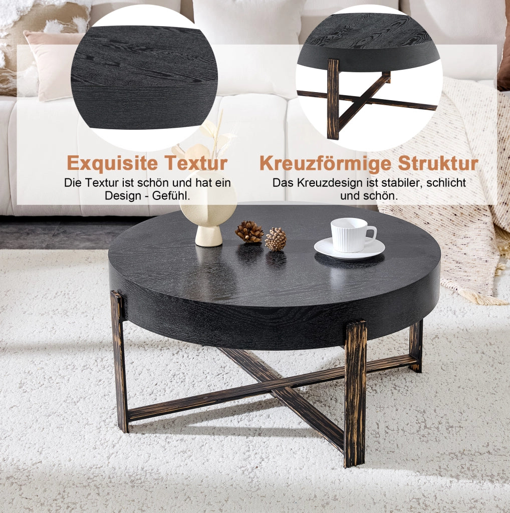 Tavolino da caffè rotondo Ø68 cm in MDF e metallo