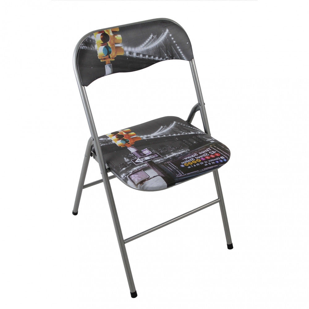 Sedia da Giardino Pieghevole Slim 44x45x79 h cm in Acciaio New York