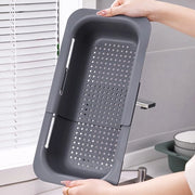 Strumento per sgocciolare cibi - Set di strumenti per lavare verdure e frutta - Sgocciolatore per pasta cotta - Flessibile - Accessori da cucina - Grigio