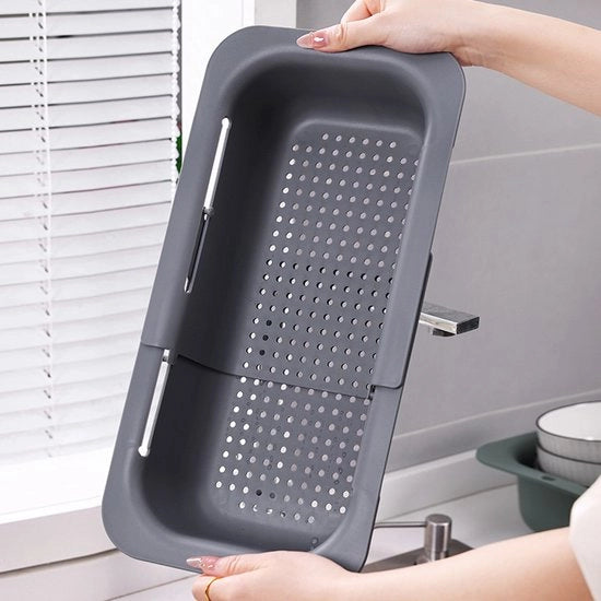 Strumento per sgocciolare cibi - Set di strumenti per lavare verdure e frutta - Sgocciolatore per pasta cotta - Flessibile - Accessori da cucina - Grigio