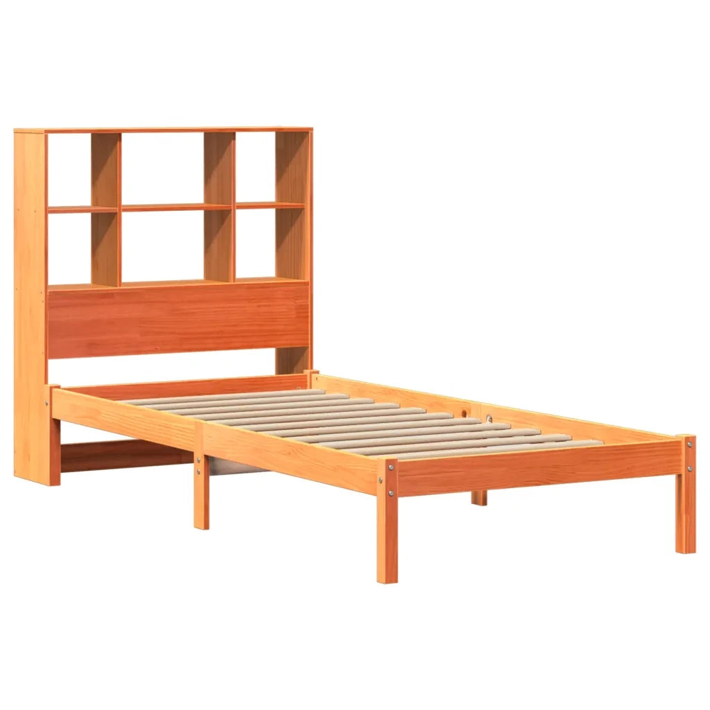 vidaXL Letto Libreria senza Materasso Marrone Cera 100x200 cm in Pino