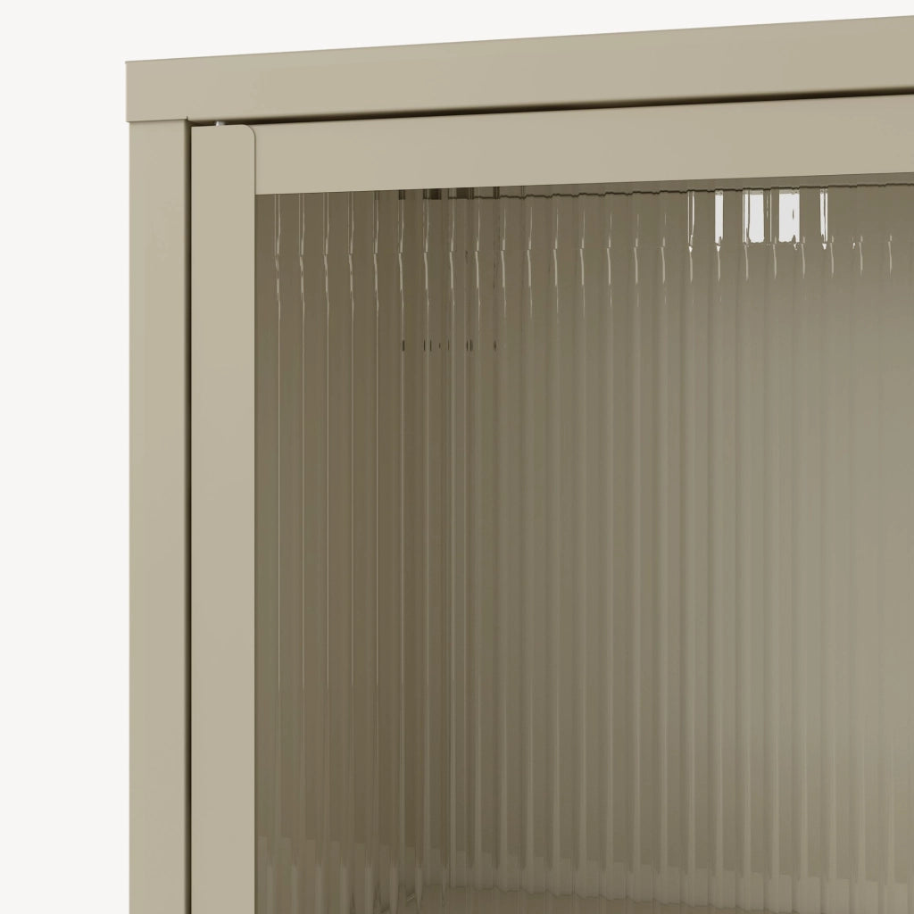 Credenza Säkylä Comò con Ante in Vetro Scanalato 84x64x35 cm Color Cammello [en.casa]