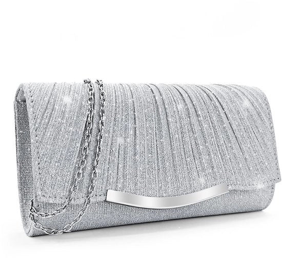 elegante borsa d'argento con pailletten e cinturino rimovibile per matrimoni, feste e gala - piccola