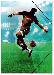 Map elastica con motivo DIN A4 - map con chiusura a angolo - per bambini, ragazzi, studenti, ragazze, ragazzi (calcio - A4)