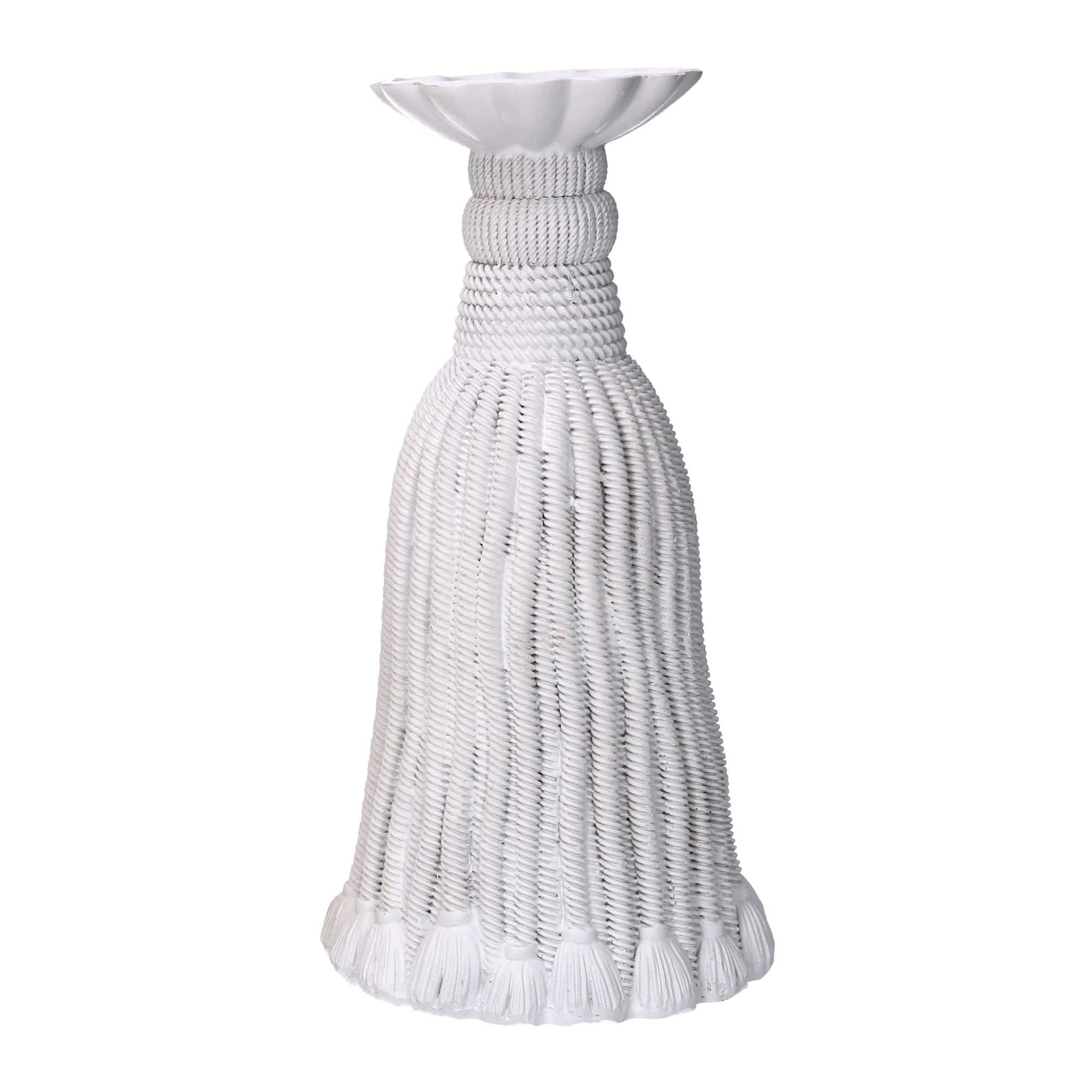 Portacandele resina nappina bianco cm Ø14xh25,6