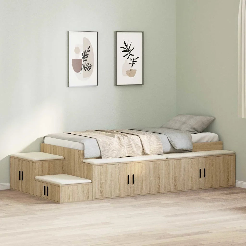 Struttura letto con contenitore Rovere Sonoma 80 cm 3335575