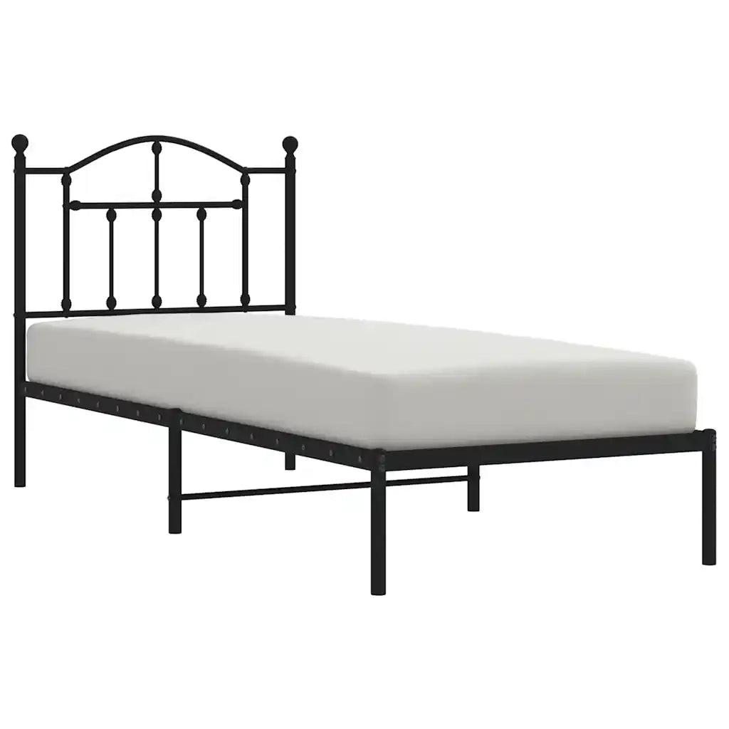 Giroletto con Testiera-Struttura Letto con testiera in Metallo Nero 80x200 cm 884779