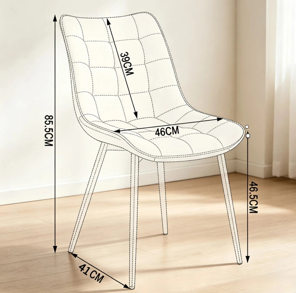 SEDIE Imbottite Set da 2 in Velluto Grigio Scuro con Gambe in Metallo