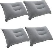 Cuscino Inflabili Leggero - Grigio - 4 Pezzi - Piccola Quadrettata - Tessuto a Pelo - Per Campeggio Viaggiare Relaxarsi - Ufficio - Supporto Cervicale e Lombaro