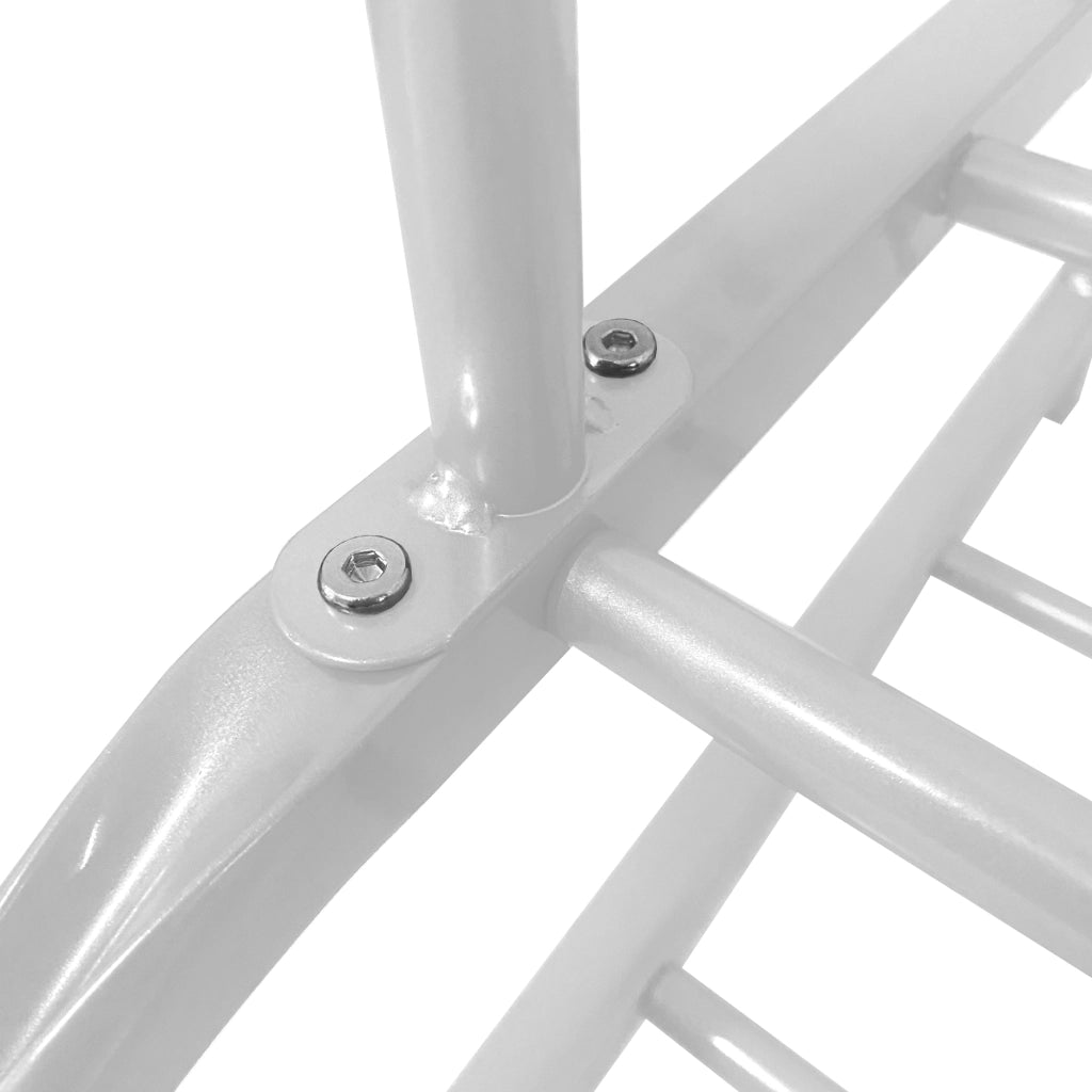 Appendiabiti Donkey Premium Rack a 2 supporti Nyana Home 158x110x39 cm, 1 barra appendiabiti, 8 ganci laterali, 2 ripiani inferiori Bianco.