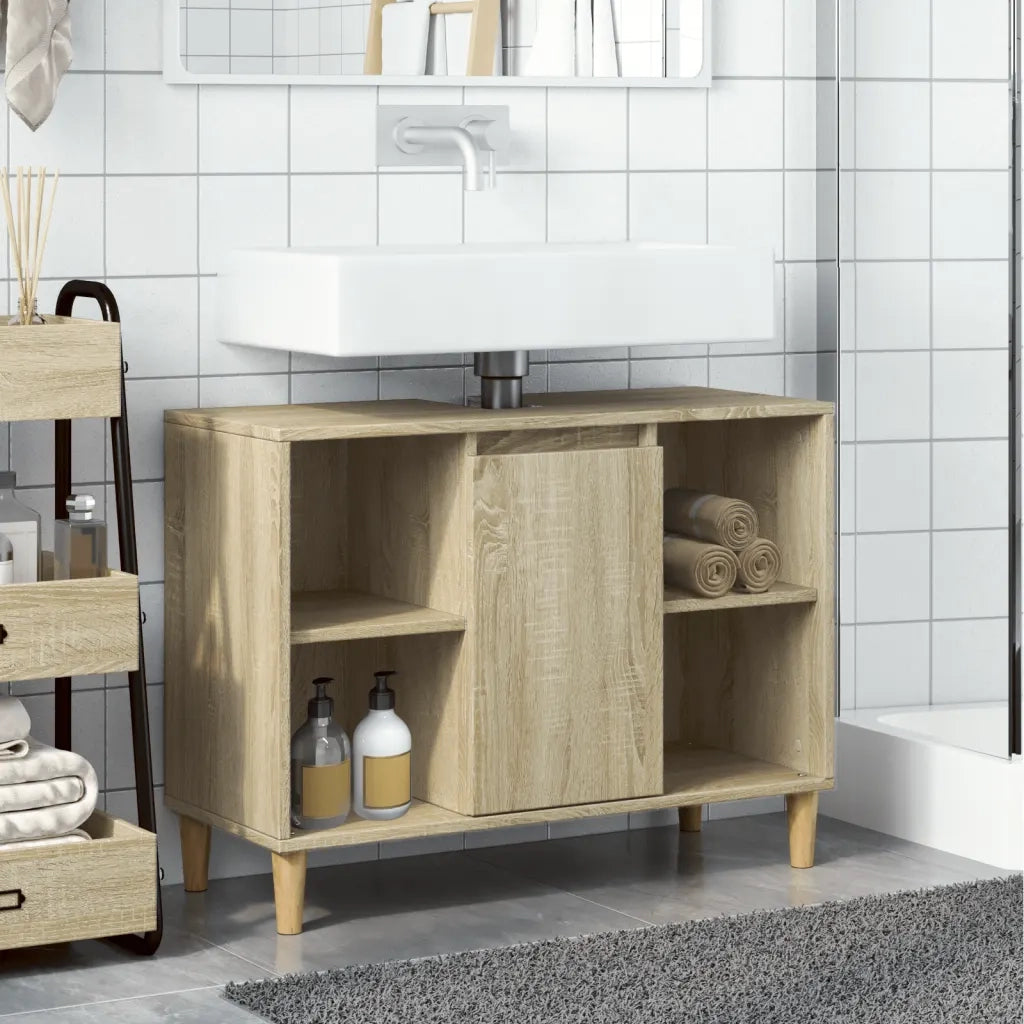 Mobile da Bagno Rovere Sonoma 80x33x60 cm in Legno Multistrato