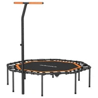 Trampolino Fitness, con Maniglia Regolabile, stabile e silenzioso, per interni, in Acciaio, Arancione