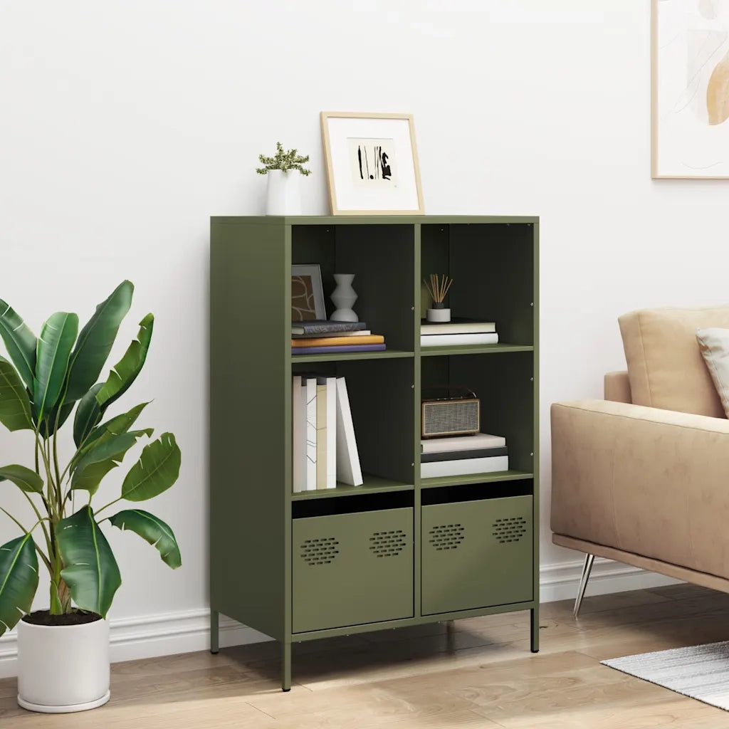 Credenza Verde Oliva 68x39x103,5 cm in Acciaio