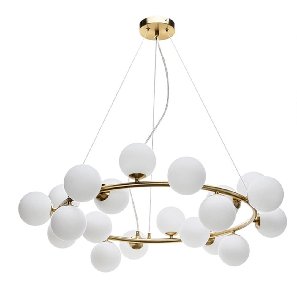 Trade Shop - Lampadario A Sospensione Contemporaneo In Metallo Bronzo Con 15 Sfere Attacco G9 B94 -