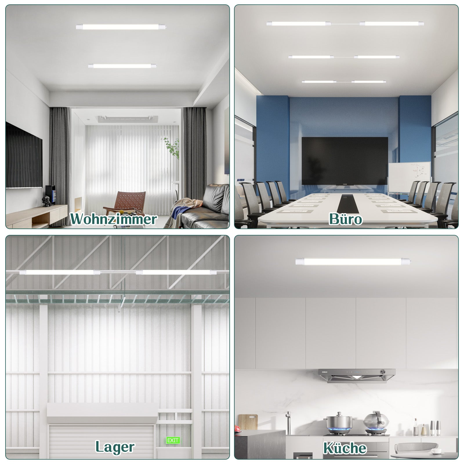 ZMH Lampada da soffitto plafoniera LED 2 pezzi 90cm 24W IP65 5000K per ufficio garage officina