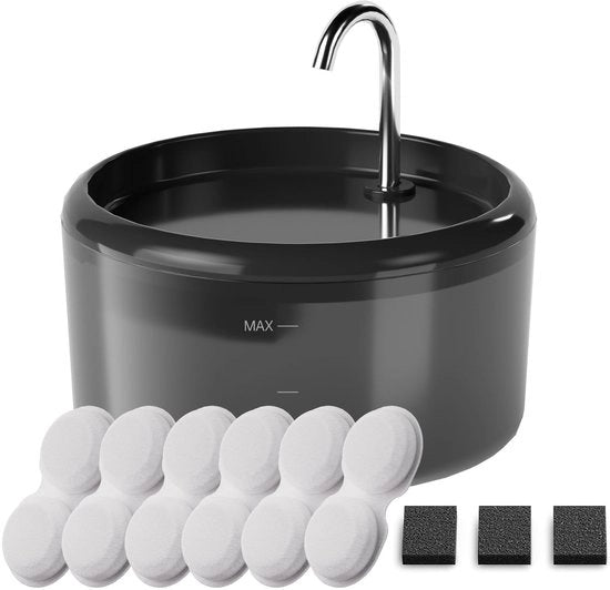 Bevande per Gatti Fonte di Bevande per Gatti: 2,4L Fonte di Bevande per Gatti Stil - Fonte di Bevande per Gatti per Gatti con Cascata Automatica - Fonte di Bevande per Gatti per Gatti - Filtrazione dell'Acqua di Fonte - Con 6 Filtro a Carbone + 3 Spongi
