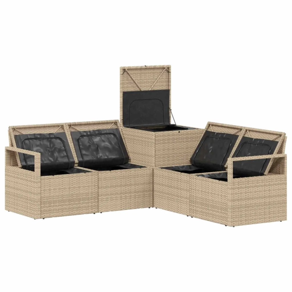 Set di divani 5 pz Beige e Bianco Crema 3447804