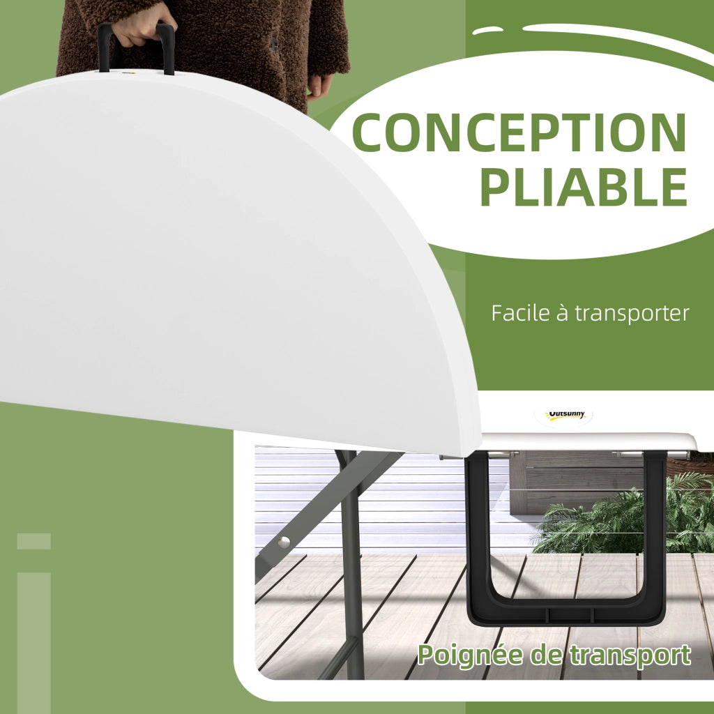 Tavolo da giardino pieghevole rotondo ¨C zephmum ¨C 122 cm, metallo, HDPE, 6 persone