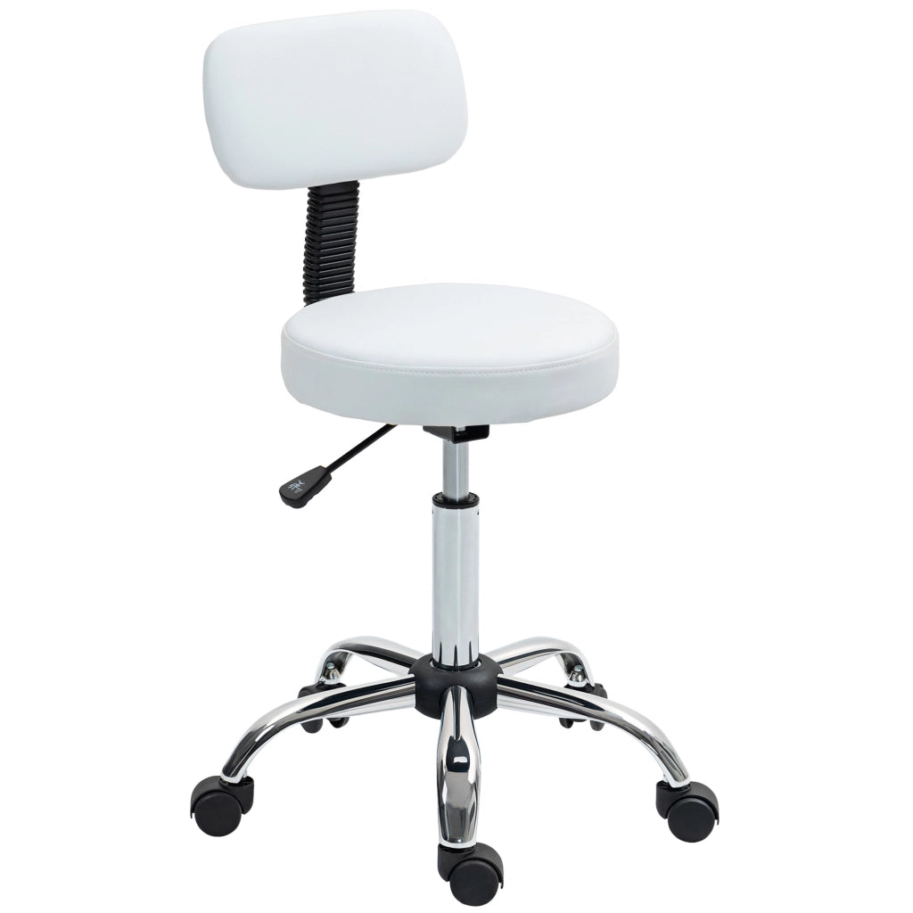 Sgabello Girevole con Schienale e Ruote Altezza Regolabile ¨C Xylo ¨C Bianco