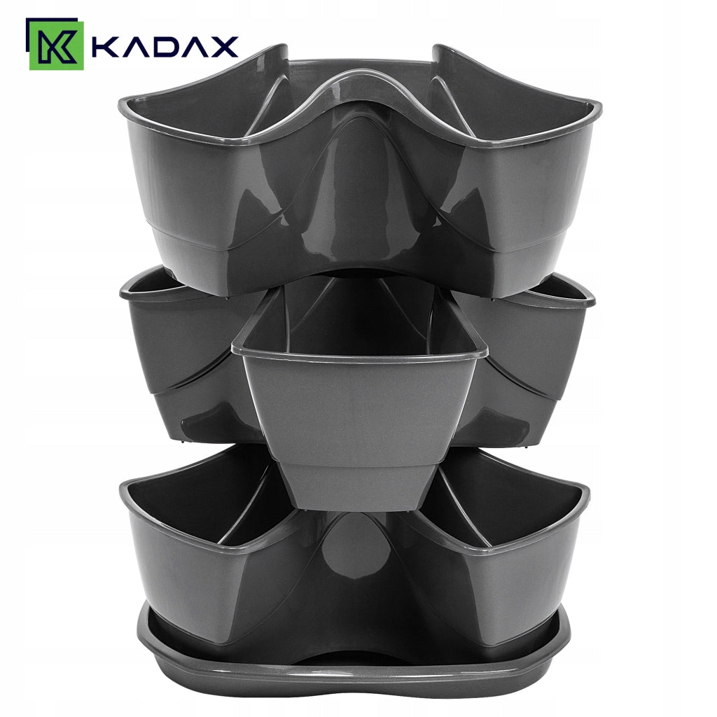 Vaso da fiori KADAX, vaso per fiori, coperchio in plastica, tripla cascata, supporto per fiori 3 in 1