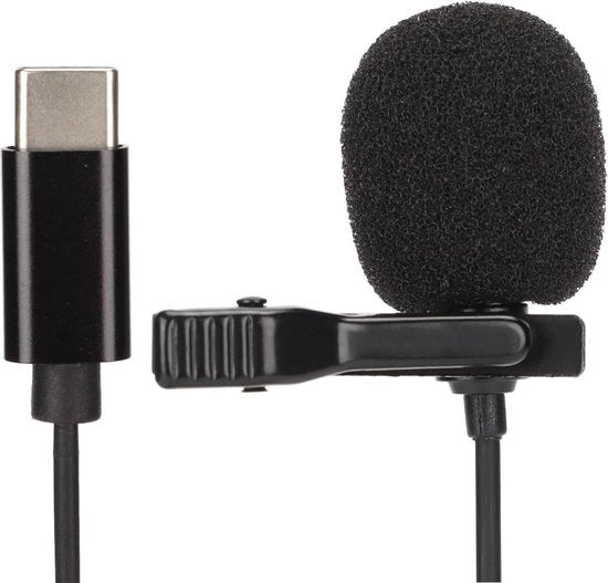 Microfono Lavalier Professionale a Cavo Type C - Lavalier Clip Reversibile su Microfono Lavalier Omnidirezionale Intelligente con Ruisonderdrukking per Video di Intervista su YouTube.