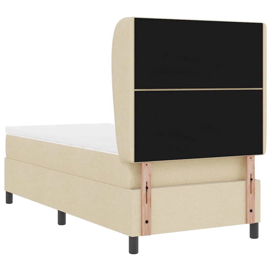 Letto a molle con testiera Crema 90 x 190 cm Tessuto 3340604