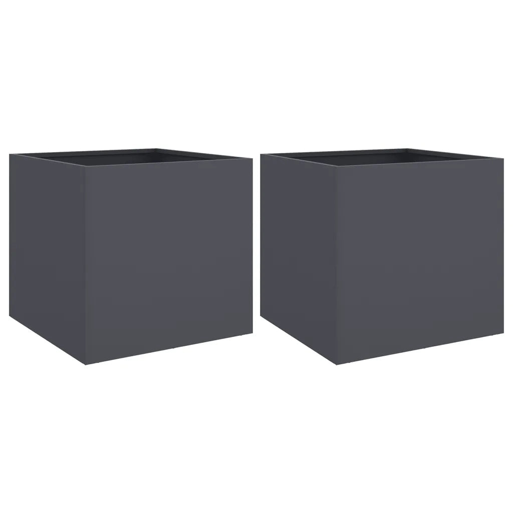 Fioriere 2 pz Antracite 42x40x39 cm Acciaio Laminato a Freddocod mxl 88181