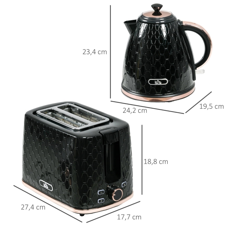 Set bollitore e tostapane, 1,7 L, varie modalit¨¤, indicatori LED, nero
