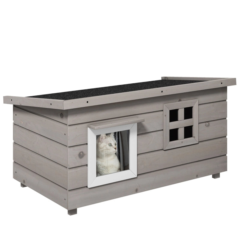 CASETTA PER GATTI rialzata 87 x 52 x 44 cm Legno Bianco/Grigio