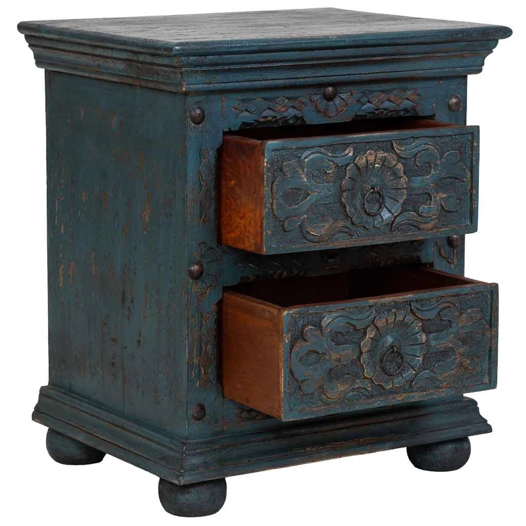Mobile da ingresso artigianale in legno blu 50x40x60h cm