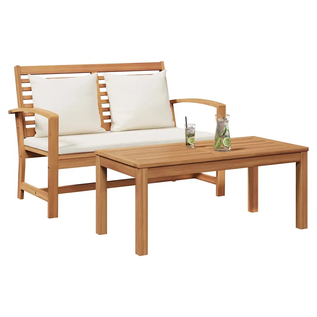 Salotto da Giardino-Set Panchina e Tavolo da Giardino con Cuscini 2 Pezzo 198023