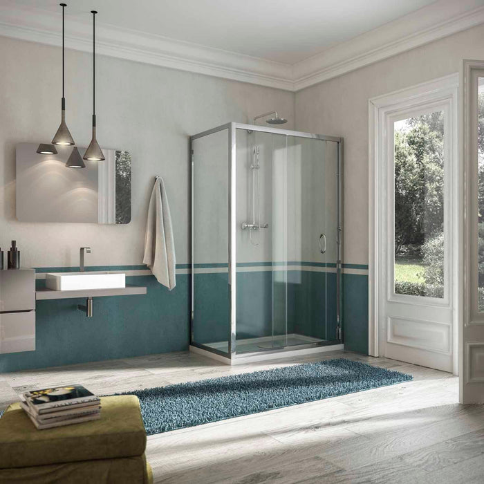 Box Doccia Angolare 90x110 cm 1 Anta Scorrevole in Cristallo Trasparente 6mm H185 Fosterberg Kolding Duo